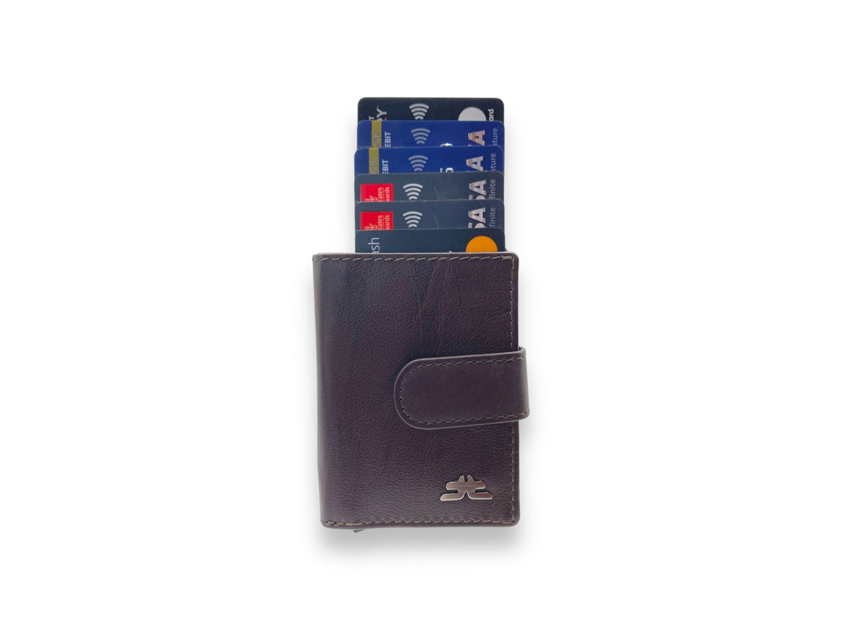 Smart Pop-Up Metallic Card Holder Bi-Fold Wallet in Leather # 4525
