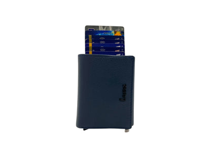 Smart Pop-Up Metallic Card Holder Tri-Fold Wallet in Leather # TRI 4523.NEW-ELASTIC