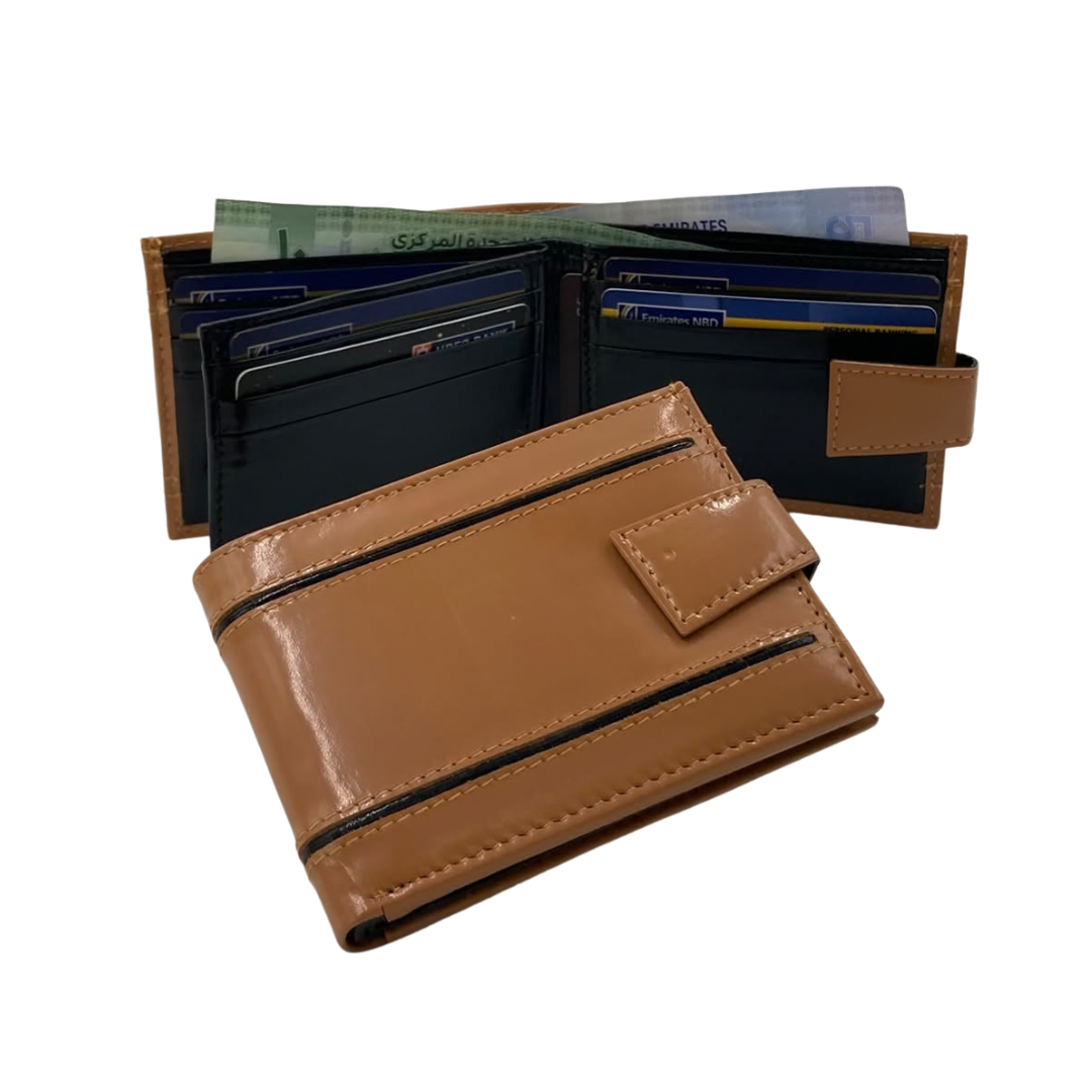 Classic Men's Waterproof Bifold Leather Wallet with Flip ID Window #1728L (D.L.)