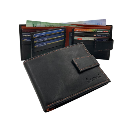 Mens Genuine Leather Mens wallet Leather Lined Bi fold Wallet For Men # 1326L