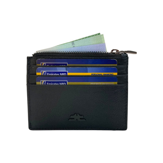 Slim Top Zipper Cards Holder Genuine Leather # 4505