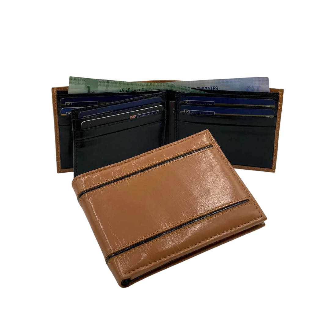 Classic Men's Waterproof Bifold Leather Wallet with Flip ID Window #1728 (D.L.)