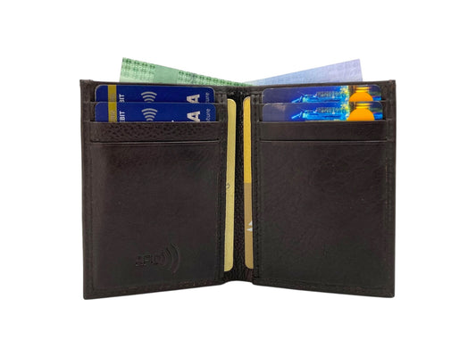 Slim Bifold Inside Button Card & Cash Wallet # RFID 1977EL