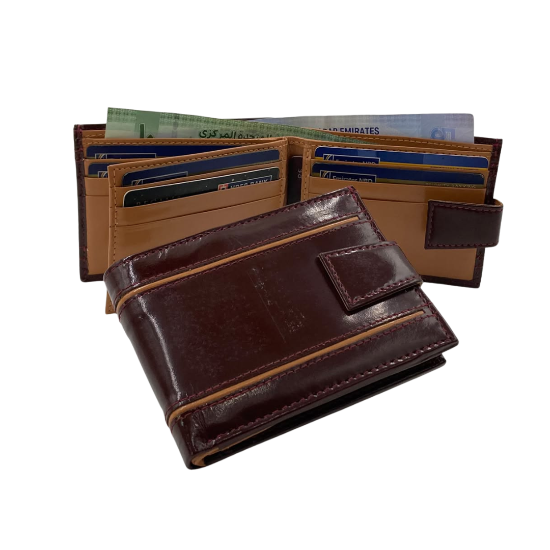 Classic Men's Waterproof Bifold Leather Wallet with Flip ID Window #1728L (D.L.)