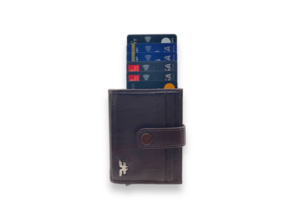 Smart Pop-Up Metallic Card Holder Bi-Fold Wallet in Leather # 4029C.Box
