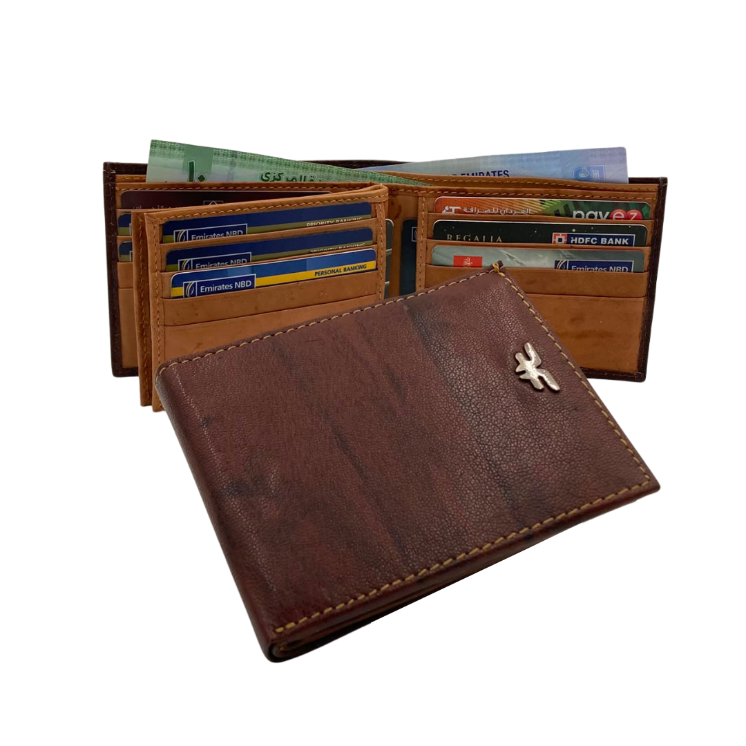 Mens Genuine Leather Mens wallet Leather Lined Bi fold Wallet For Men # 983A