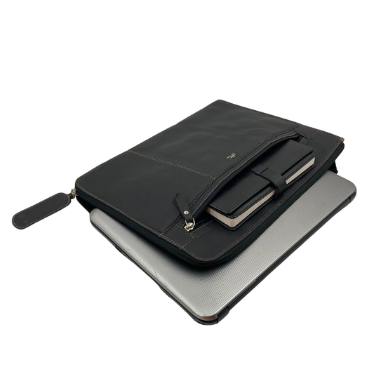 PU Leather ZIP FOLDER- BLK[FAUX LEATHER]