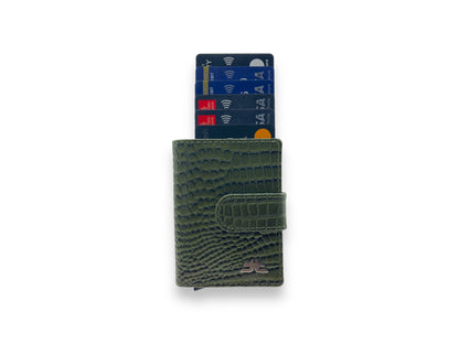 Smart Pop-Up Metallic Card Holder Bi-Fold Wallet in Leather # 4525
