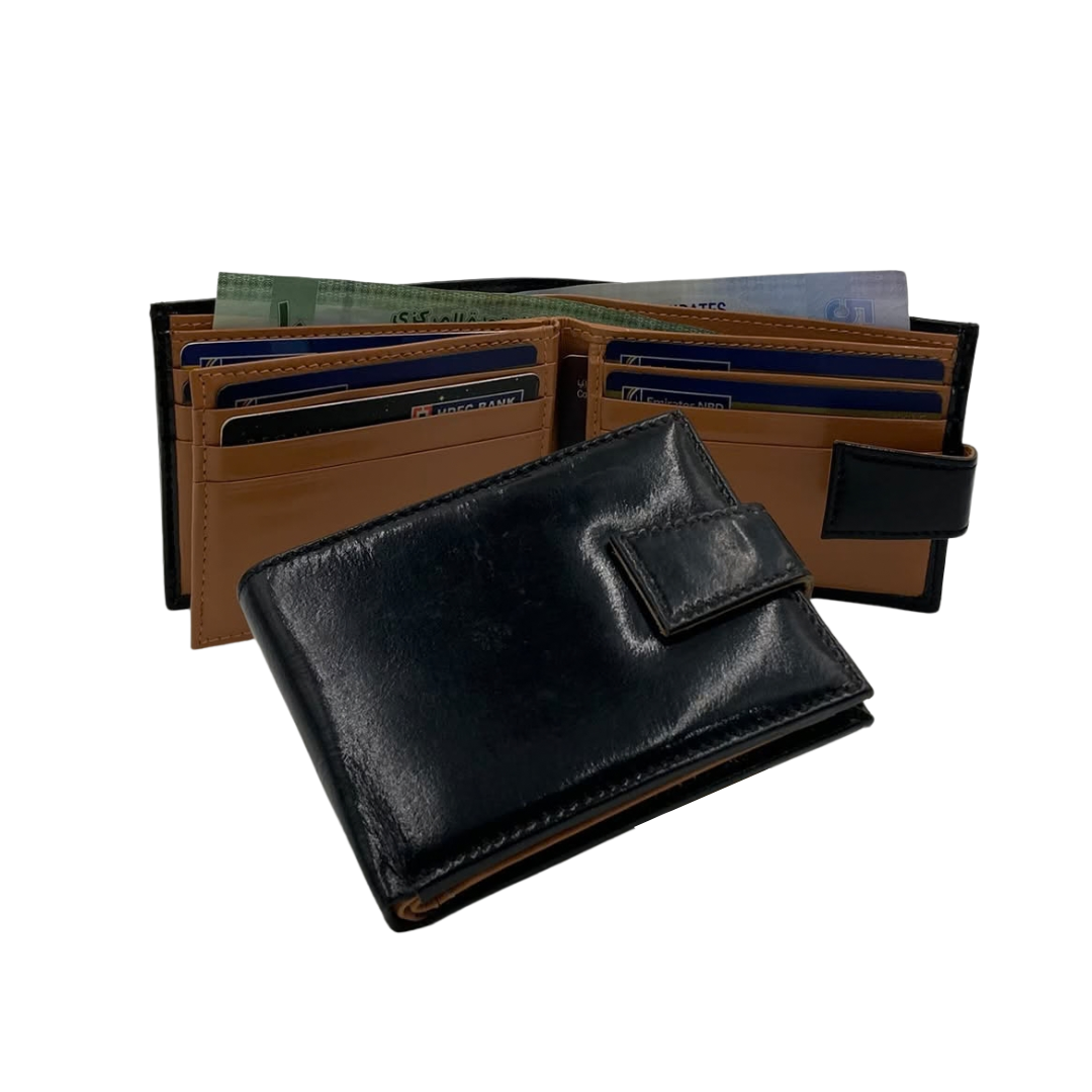 Classic Men's Waterproof Bifold Leather Wallet with Flip ID Window #1728L
