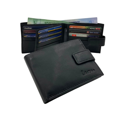Mens Genuine Leather Mens wallet Leather Lined Bi fold Wallet For Men # 1326L