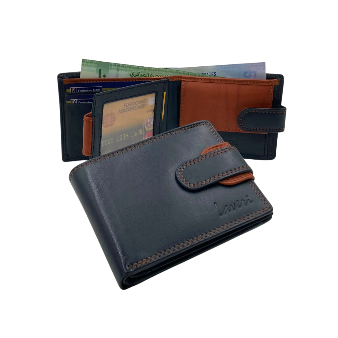 Mens Genuine Leather Mens wallet Leather Lined Bi fold Wallet For Men # 1350CBL