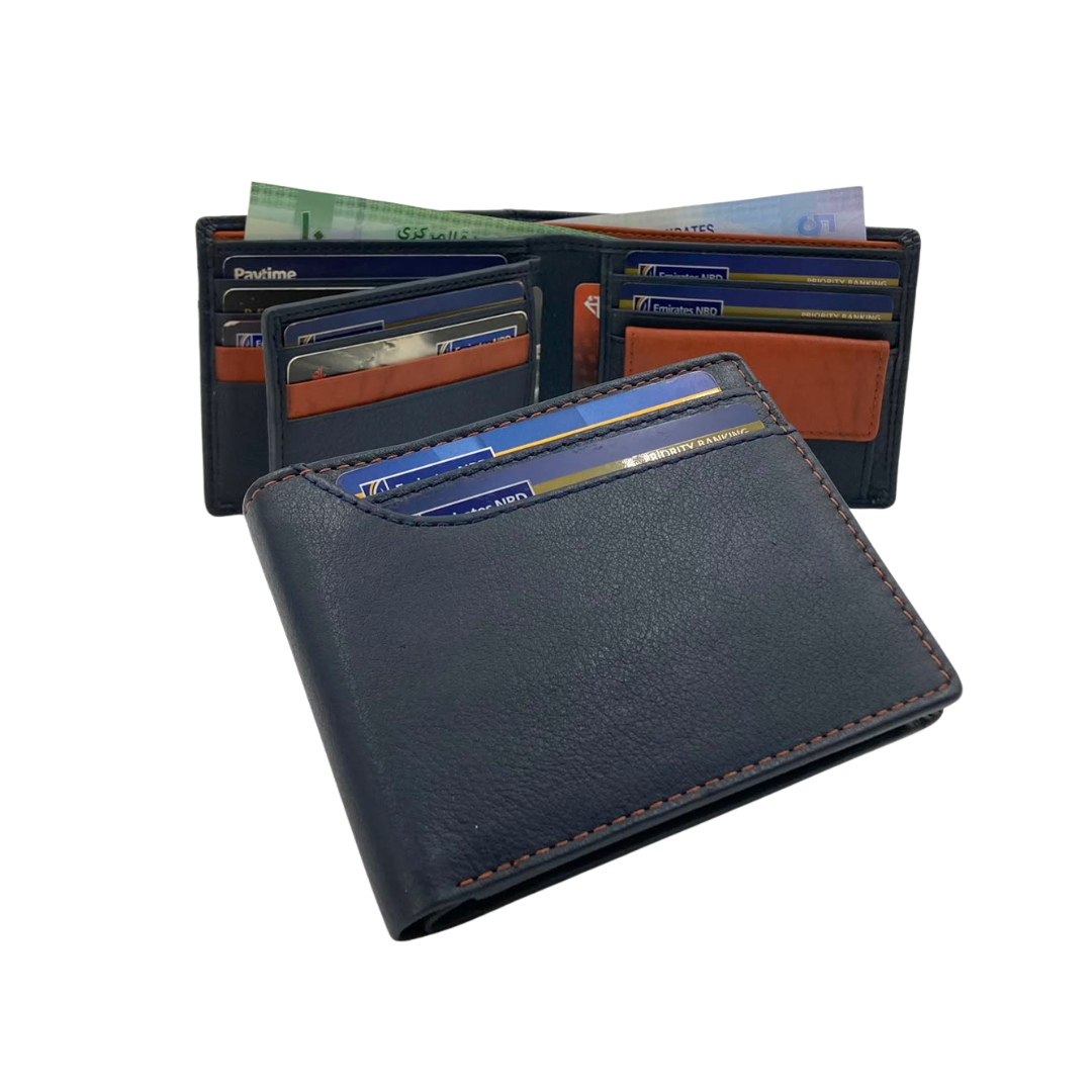 Mens Genuine Leather Mens wallet Leather Lined Bi fold Wallet For Men # 4094NC.2