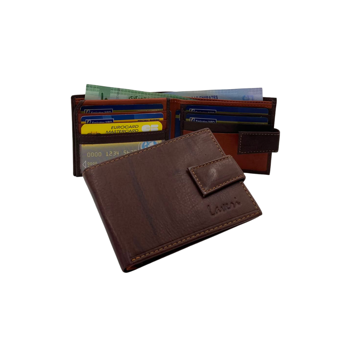 Mens Genuine Leather Mens wallet Leather Lined Bi fold Wallet For Men # 1981L