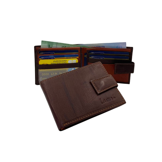 Mens Genuine Leather Mens wallet Leather Lined Bi fold Wallet For Men # 1981L