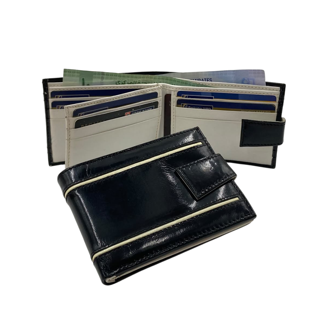 Classic Men's Waterproof Bifold Leather Wallet with Flip ID Window #1728L (D.L.)
