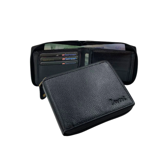 Pebble Texture 12 Card + Coins Billfold Full Zip Wallet # 1013CZ