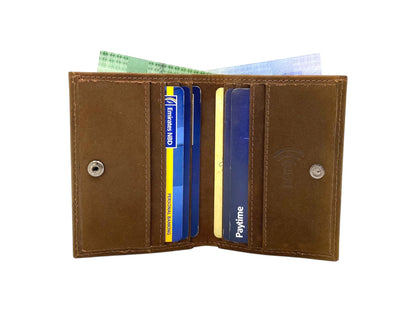 Slim Photo-ID Bifold Snap Button Cards & Cash Wallet # RFID 1274AML