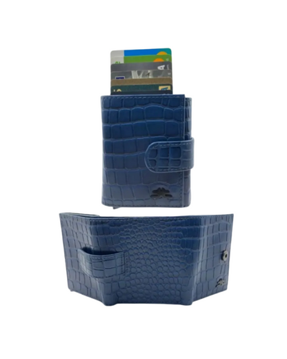 Smart Pop-Up Metallic Card Holder Tri-Fold Wallet in Leather #4523.New-Loop