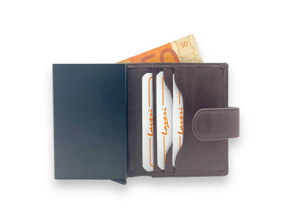 Smart Pop-Up Metallic Card Holder Bi-Fold Wallet in Leather # 4525