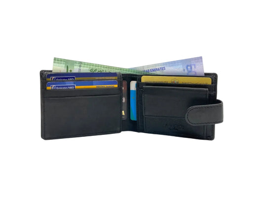 VacaPelle 8-10 Card & Coins Billfold Genuine Leather Wallet # 1347CL