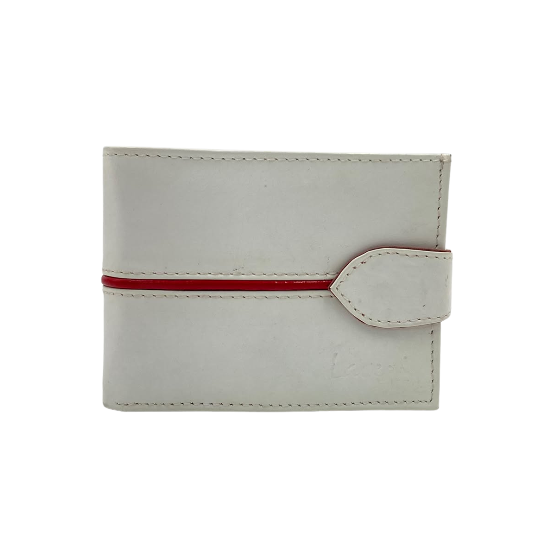 Men's Waterproof Bifold Leather Wallet with ID Window & Card Slots (White & Red Edition) #892AL [C.L.]
