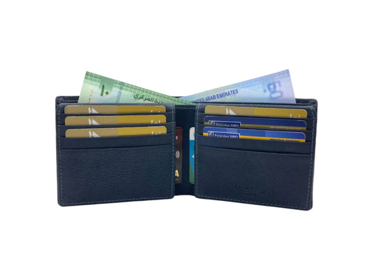 VacaPelle 14-16 Card & Zip-Coins Billfold Genuine Leather Wallet # 1244S
