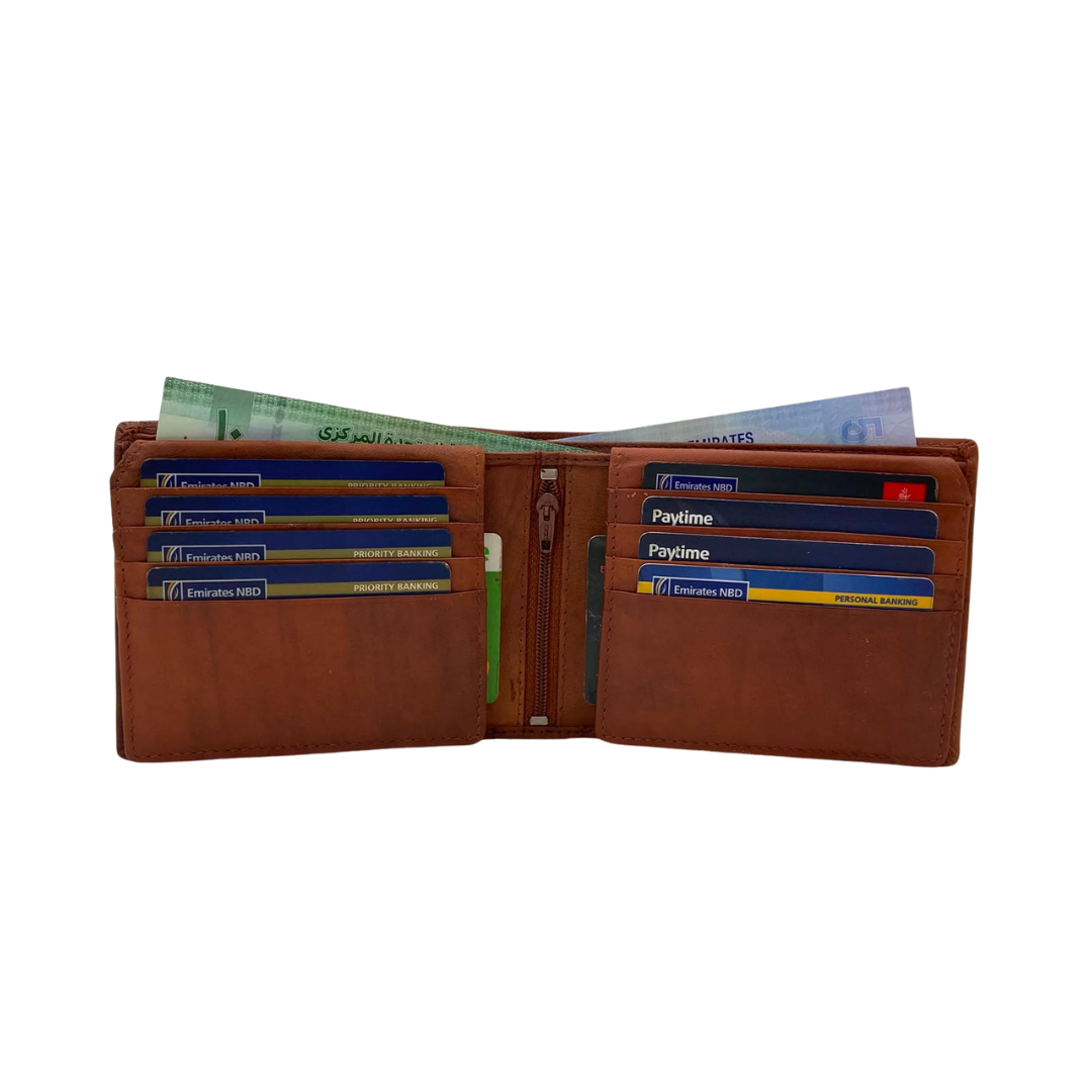 Mens Genuine Leather Mens wallet Leather Lined Bi fold Wallet For Men # 1244