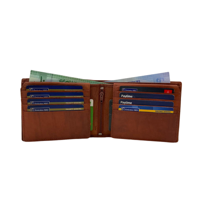 Mens Genuine Leather Mens wallet Leather Lined Bi fold Wallet For Men # 1244