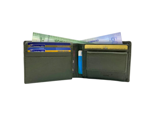 VacaPelle 8-10 Card & Coins Billfold Genuine Leather Wallet # 1347C