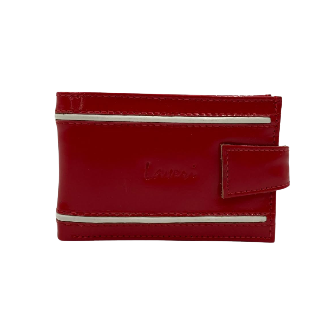 Men's Waterproof Bifold Leather Wallet with ID Window & Card Slots (White & Red Edition) #1020AL [D.L.]