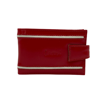 Men's Waterproof Bifold Leather Wallet with ID Window & Card Slots (White & Red Edition) #1020AL [D.L.]