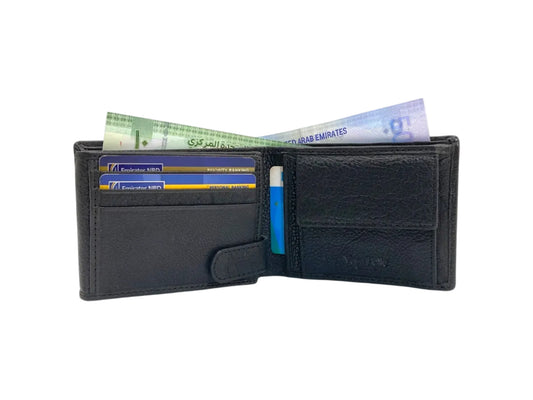 VacaPelle 10-12 Card & Zip-Coins Billfold Genuine Leather Wallet # 1426C