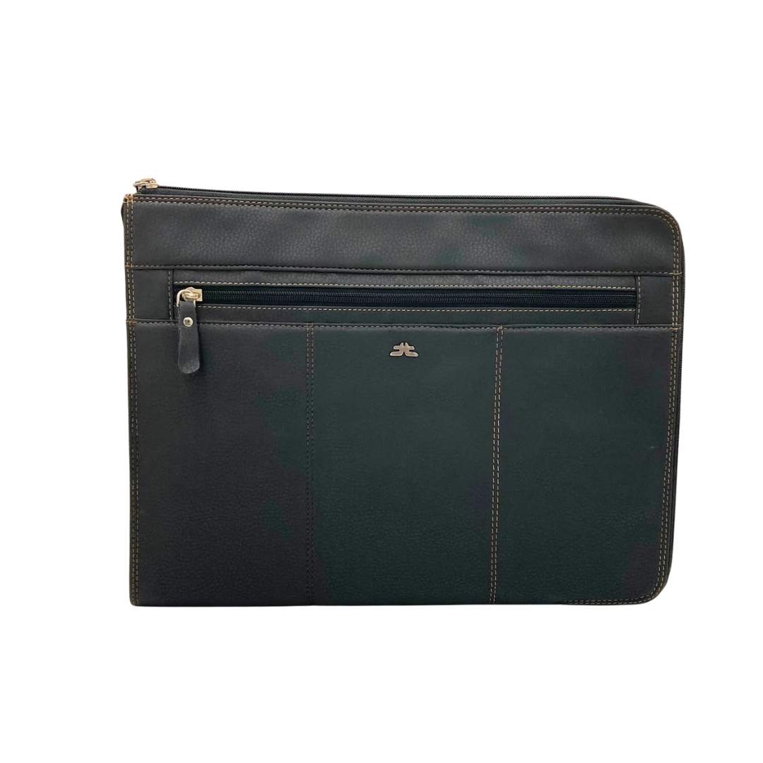 PU Leather ZIP FOLDER- BLK[FAUX LEATHER]