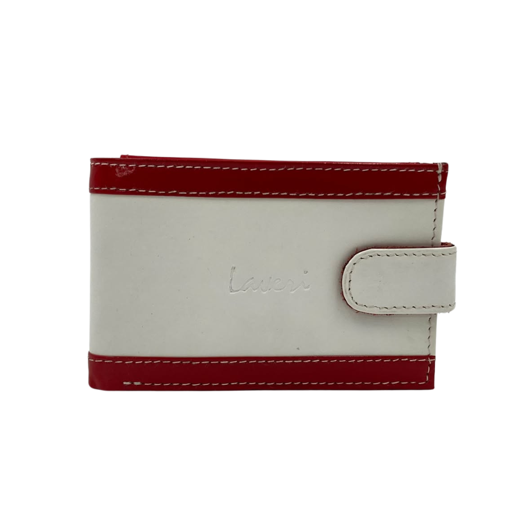Men's Waterproof Bifold Leather Wallet with ID Window & Card Slots (White & Red Edition) #1020CL [PATTI]