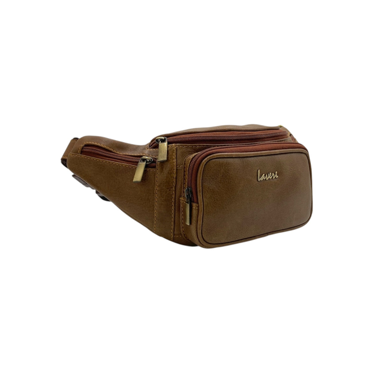 Classic Leather Belt Bag with Three Zippers – Sling Bag for Men & Women ,Belt pouch, Leather Waist Bag  # 2178
