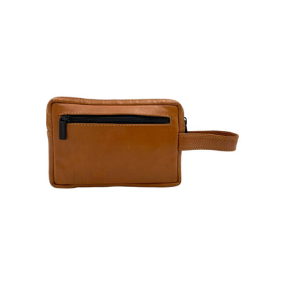 Hand Pouch, Wash Bag, Toiletry, Genuine Leather # 2040SH