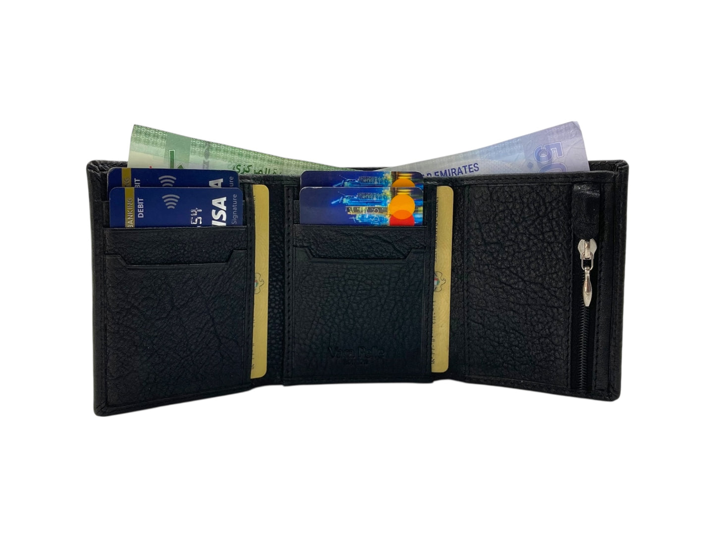 VacaPelle 8-10 Cards Trifold Genuine Leather Wallet # 4699