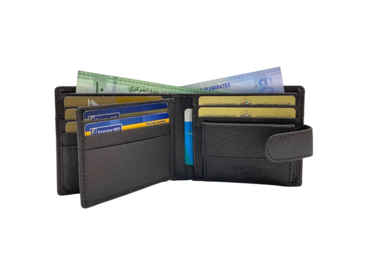 VacaPelle 10-12 Card & Coins Billfold Genuine Leather Wallet # 4094NCL