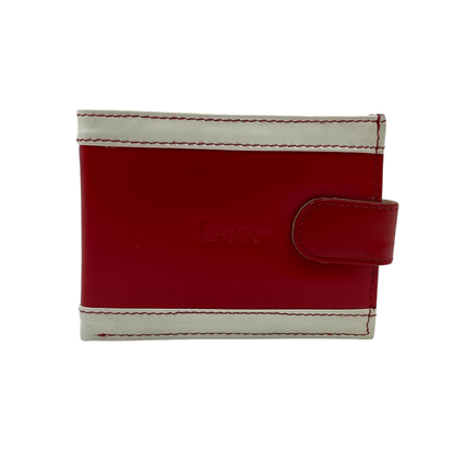 Men's Waterproof Bifold Leather Wallet with ID Window & Card Slots (White & Red Edition) #1728CL [PATTI]