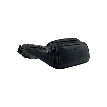 Classic Leather Belt Bag with Three Zippers – Sling Bag for Men & Women ,Belt pouch, Leather Waist Bag  # 2178