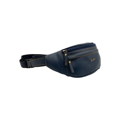 Classic Leather Belt Bag with Three Zippers – Sling Bag for Men & Women ,Belt pouch, Leather Waist Bag  # 2179
