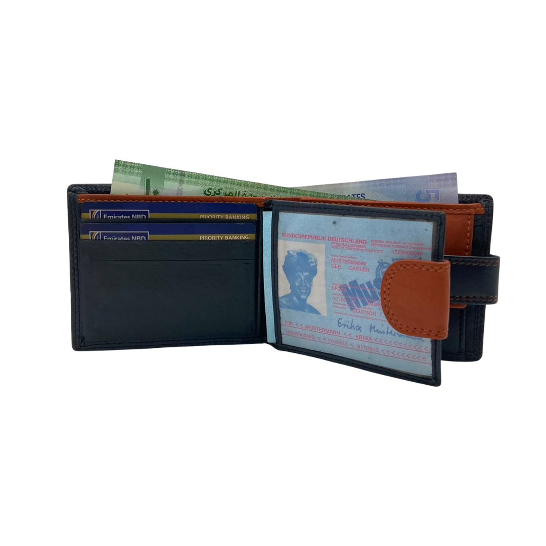 Mens Genuine Leather Mens wallet Leather Lined Bi fold Wallet For Men # 1350CBL