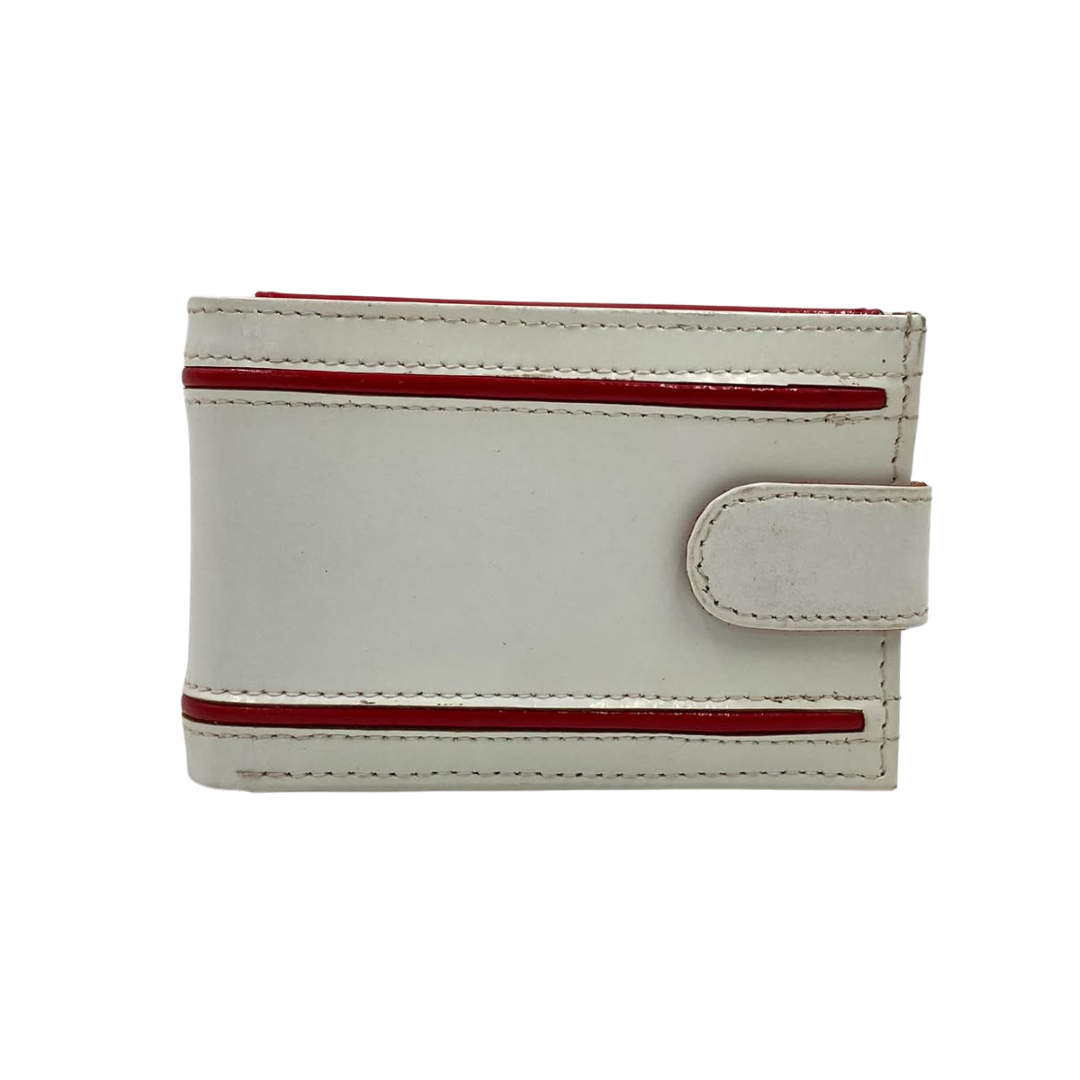 Men's Waterproof Bifold Leather Wallet with ID Window & Card Slots (White & Red Edition) #1020CL [D.L.]