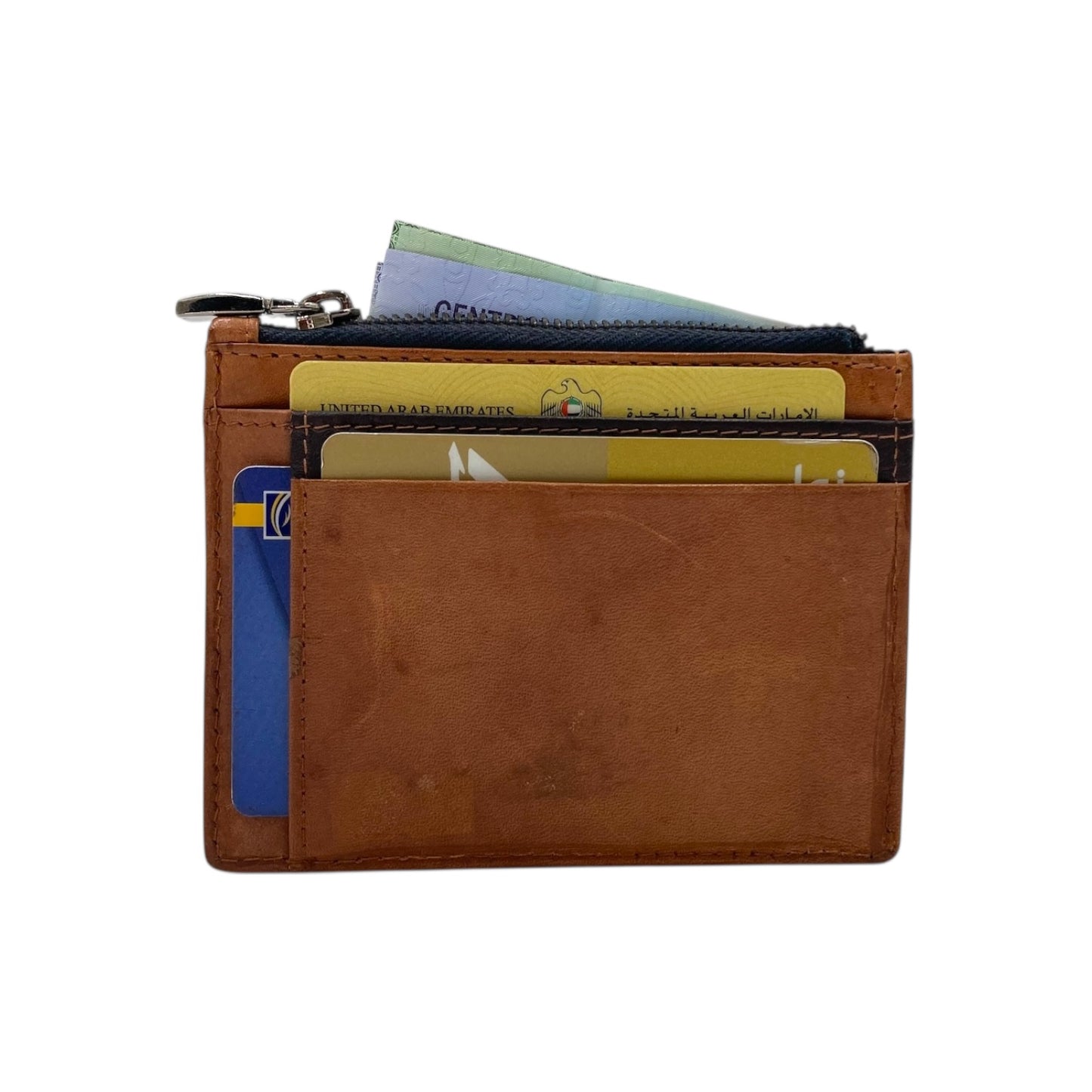 Slim Top Zipper Cards Holder Genuine Leather # 4505