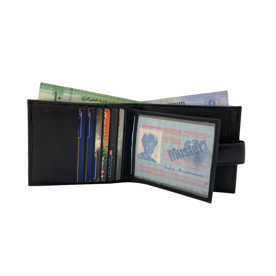 Mens Genuine Leather Mens wallet Leather Lined Bi fold Wallet For Men # 797FCL