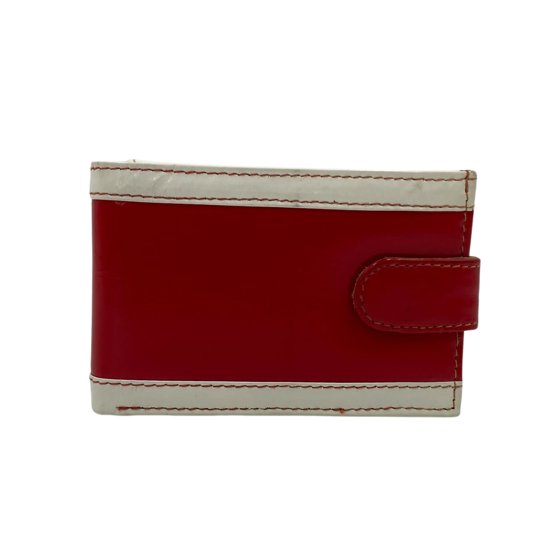Men's Waterproof Bifold Leather Wallet with ID Window & Card Slots (White & Red Edition) #1020CL [PATTI]