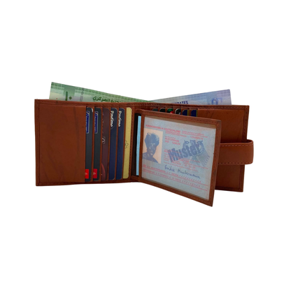 Mens Genuine Leather Mens wallet Leather Lined Bi fold Wallet For Men # 797AL