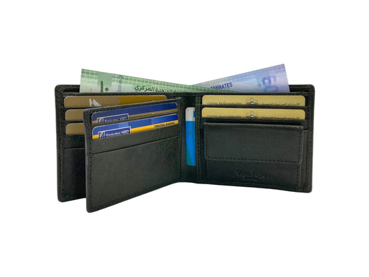 VacaPelle 10-12 Card & Coins Billfold Genuine Leather Wallet # 4094NC
