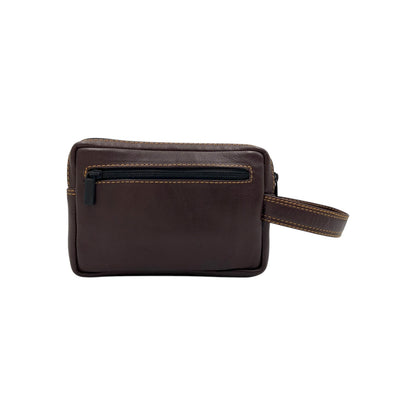 Hand Pouch, Wash Bag, Toiletry, Genuine Leather # 2040SH