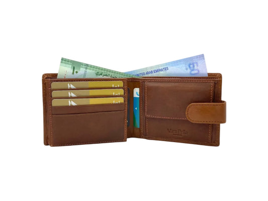 VacaPelle 10-12 Card & Coins Billfold Genuine Leather Wallet # 1001CL